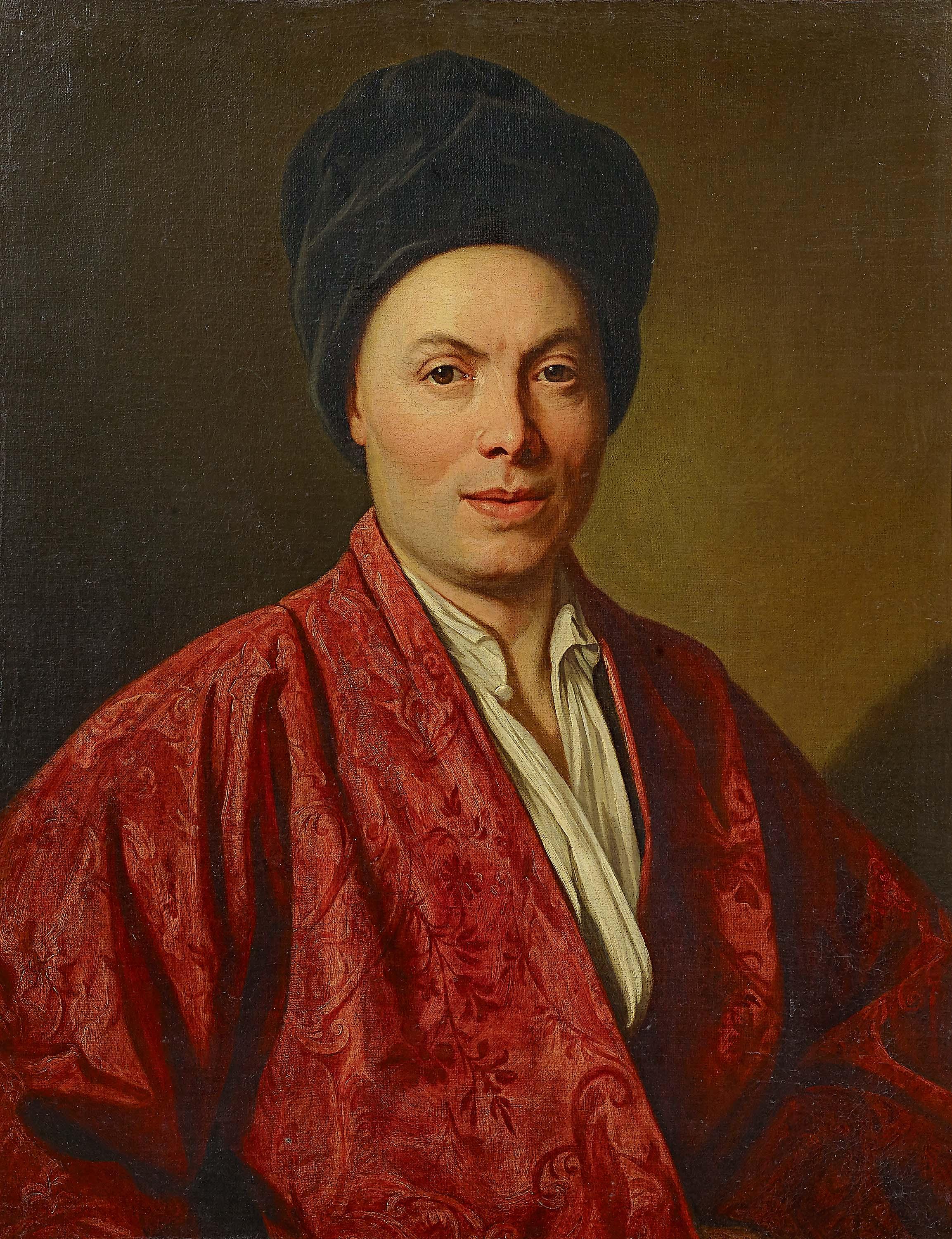 Marco Benefial - Portrait eines Künstlers in roter Robe und schwarzer Kappe