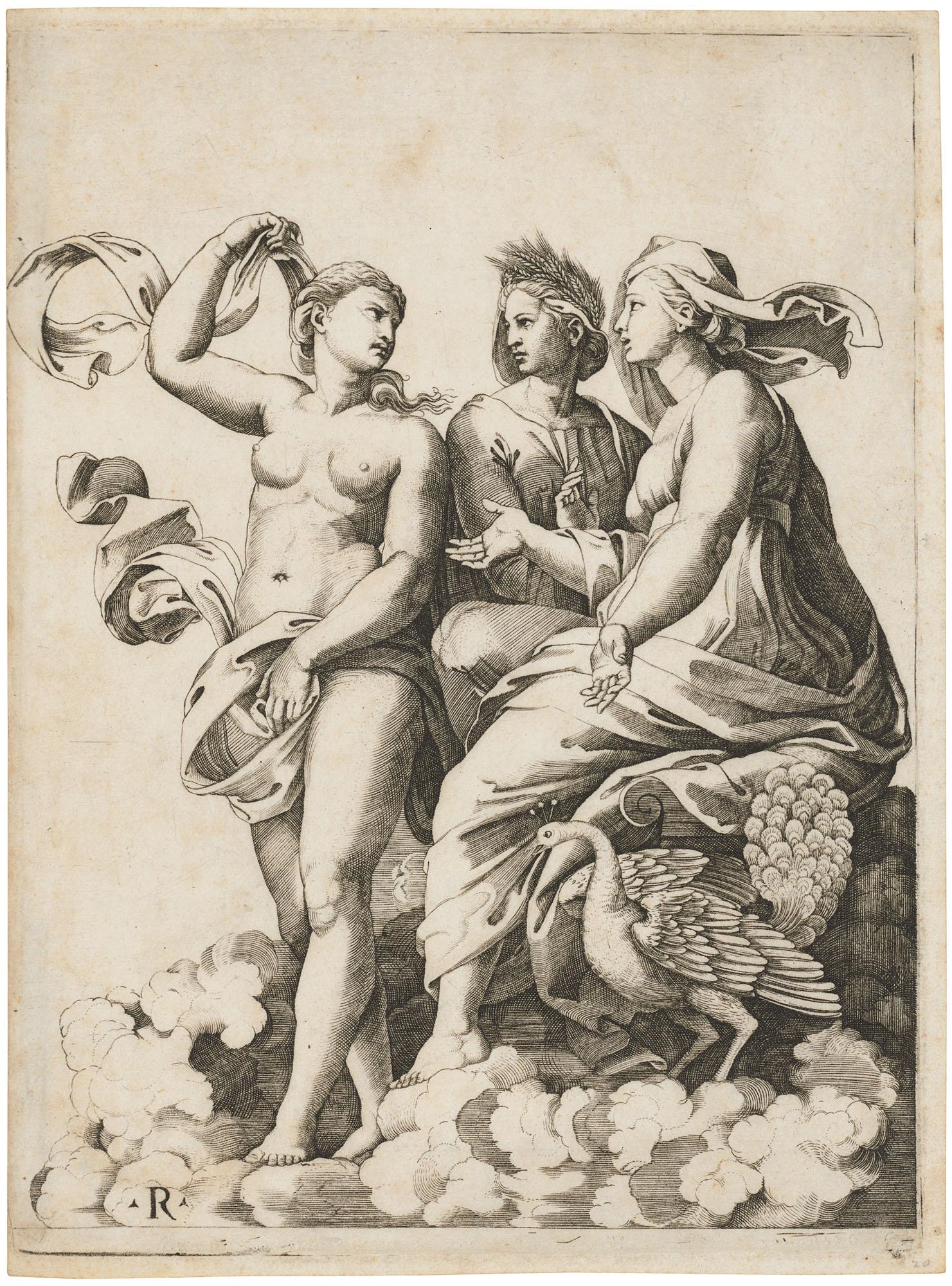 Marco Dente, Called Marco Da Ravenna - Juno, Ceres and Psyche