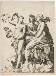 Marco Dente, Called Marco Da Ravenna - Juno, Ceres and Psyche