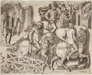 Marco Dente da Ravenna - Trajan\'s Column: Two Plates (Bartsch 202, 204)