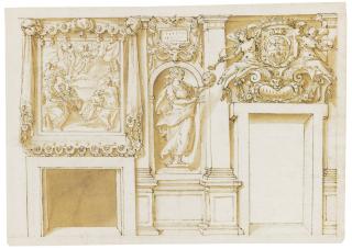 Marco Marchetti - Design For A Wall Decoration With Apollo And The Muses, A Figure Of Astronomy And The Coat-Of-Arms Of A Grand Duke Of Tuscany As Grand Master Of The Order Of Santo Stefano