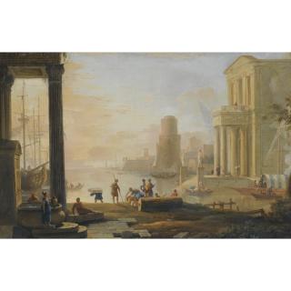 Marco Ricci - A Capriccio Of A Classical Seaport City At Sunset