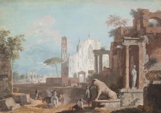 Marco Ricci - A Capriccio With A Gothic Church And Antique Ruins