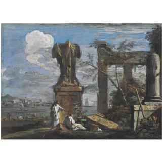 Marco Ricci - Capriccio Architettonico Con Due Monaci