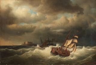 Marcus Larsson - Seascape from Kalmarsund with the castle of Borgholm