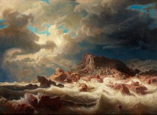 Marcus Larsson - Stormy sea with ship wreck