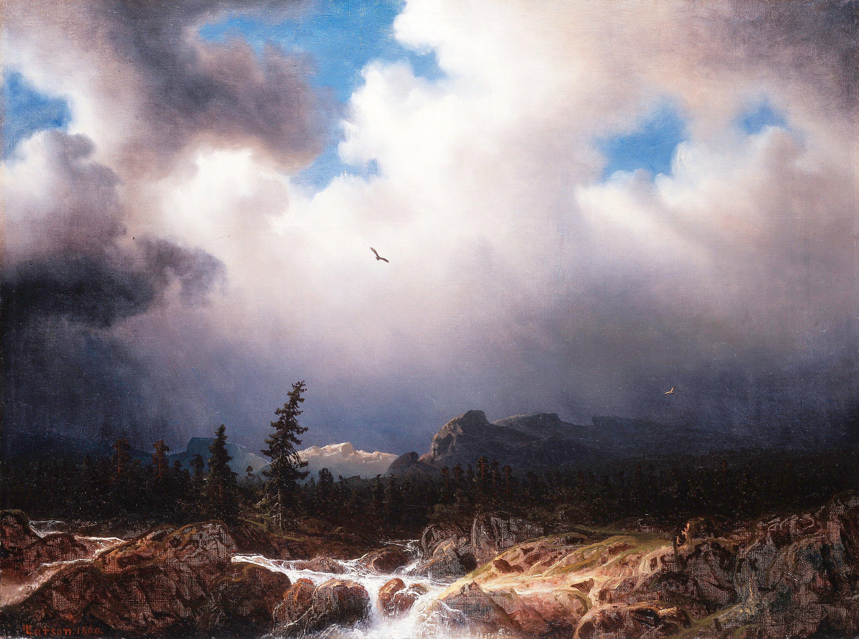 Marcus Larsson - Torrent in a landscape with a stormy sky