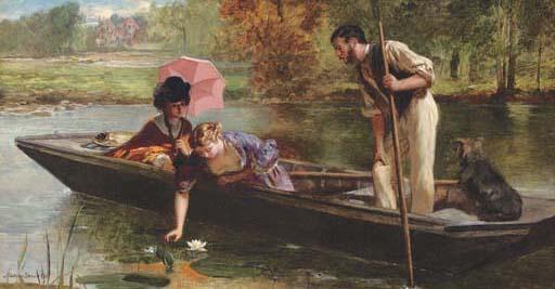 Marcus Stone, R.A. - Picking waterlilies