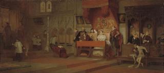 Marcus Stone, R.A. - Princess Elizabeth pursuaded to attend mass with her sister, Queen Mary