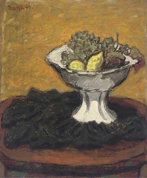 Marek Zulawski - Grapes and lemons in a bowl, on a table