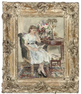 Margaret Fisher Prout, A.R.A., R.W.S., R.O.I. - Girl reading