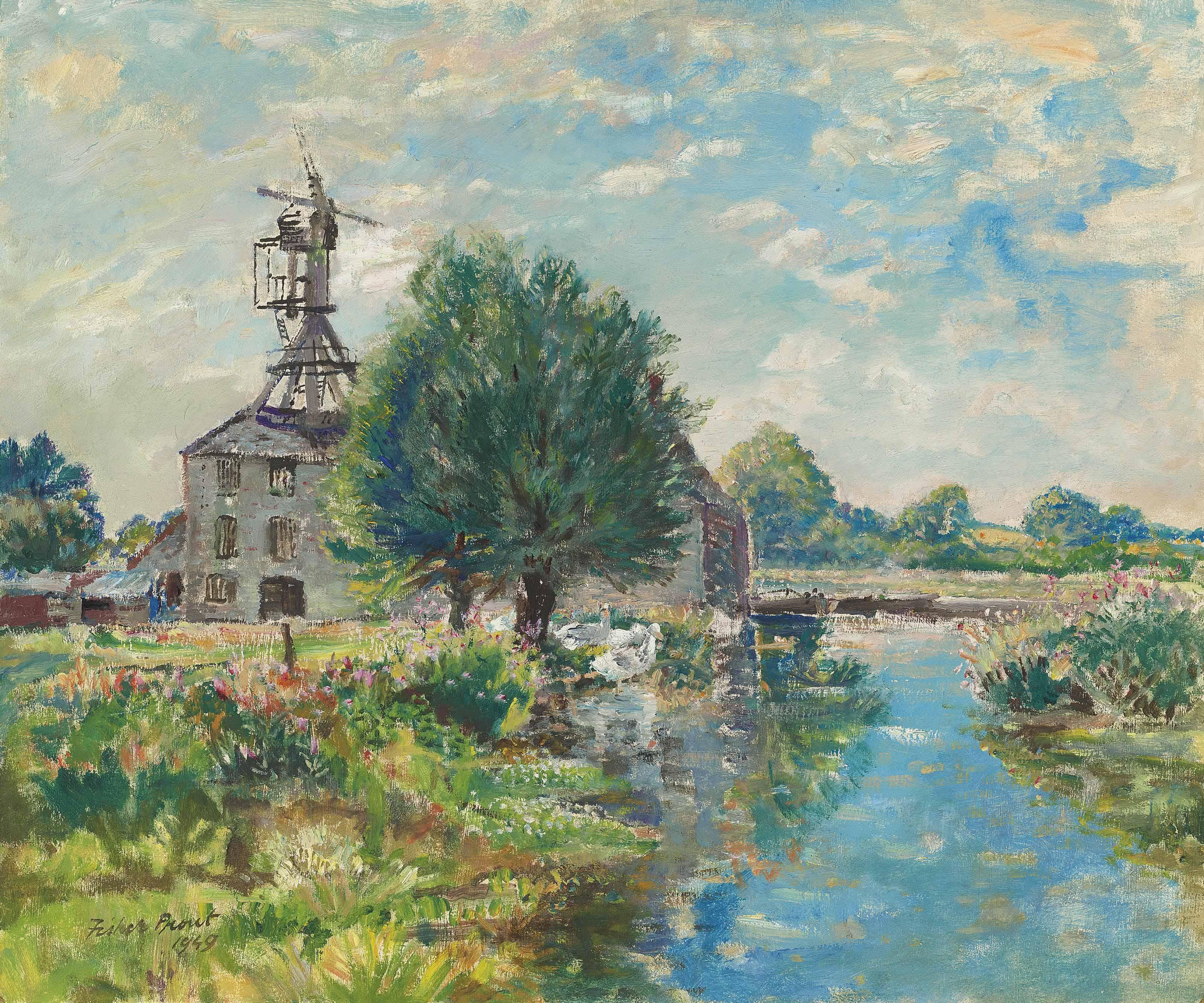 Margaret Fisher Prout - Landscape with windmill