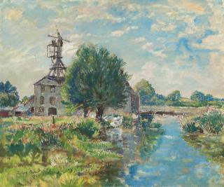 Margaret Fisher Prout - Landscape with windmill