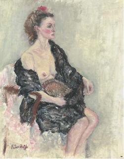 Margaret Fisher Prout - Portrait of A Lady, Seated Three-Quarter-Length, Holding A Fan