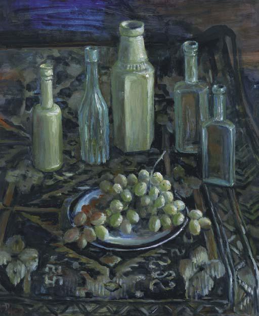 Margaret Hannah Olley - Bottles And Grapes
