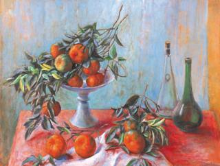 Margaret Hannah Olley - Mandarins on Red Table