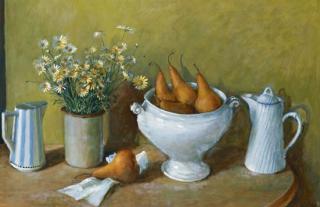 Margaret Hannah Olley - Still Life with Daisies and Pears