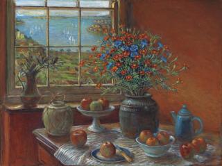 Margaret Hannah Olley - Still Life with Harbour View