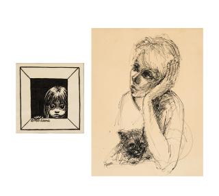 Margaret Keane - Girl in a Frame and Girl with a Cat: Two Works
