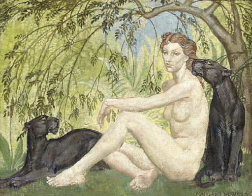 Margaret Maitland Howard - Female nude with panthers