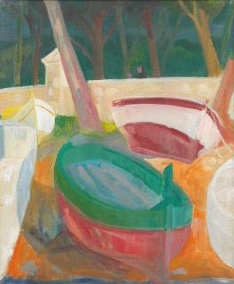 Margaret Mellis - Boats & Trees, Garoupe (Red & Green)
