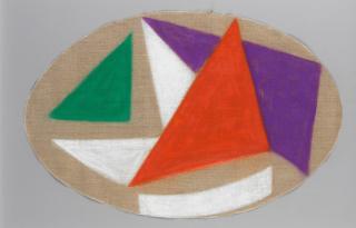 Margaret Mellis - Three Boats VI: Chinese Orange Green Purple White