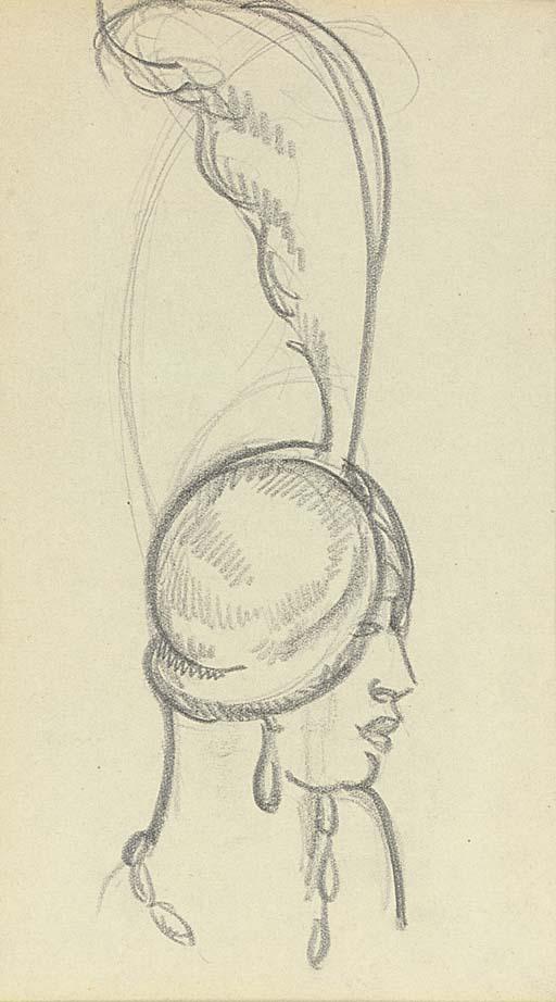 Margaret Morris - Lady with a hat with a plumed feather