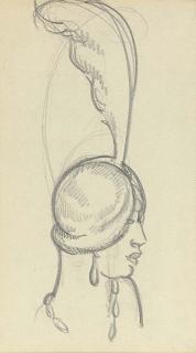 Margaret Morris - Lady with a hat with a plumed feather