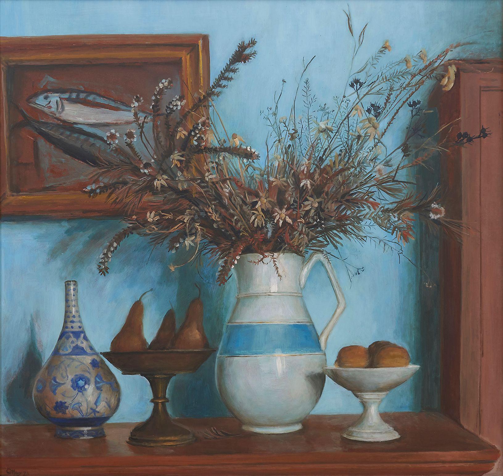 Margaret Olley - Hawkesbury Wildflowers and Pears I, 1973