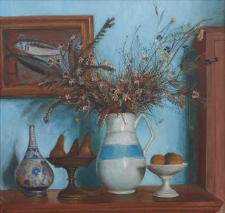 Margaret Olley - Hawkesbury Wildflowers and Pears I, 1973