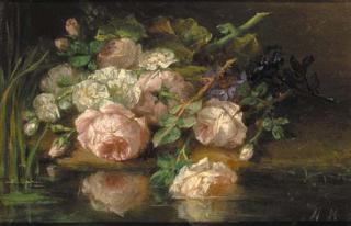 Margaretha Roosenboom - A bouquet of flowers at the water\'s edge