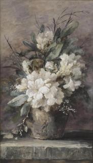 Margaretha Roosenboom - An earthenware vase with white azaleas and various other flowers
