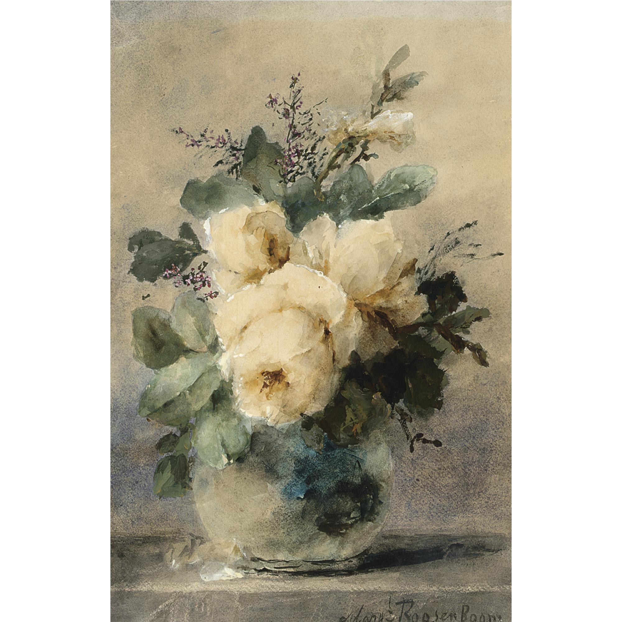 Margaretha Roosenboom - Dutch A Still Life With Peonies In A Vase