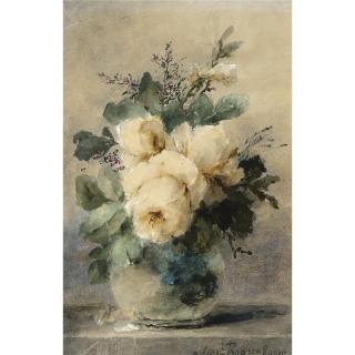 Margaretha Roosenboom - Dutch A Still Life With Peonies In A Vase