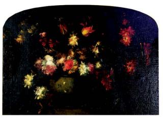 Margherita Caffí - Roses, tulips, gladiolus and other flowers in a ceramic urn with potted daffodils