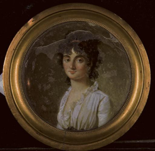 Marguerite Gerard - Portrait d\'une jeune femme à la robe blanche