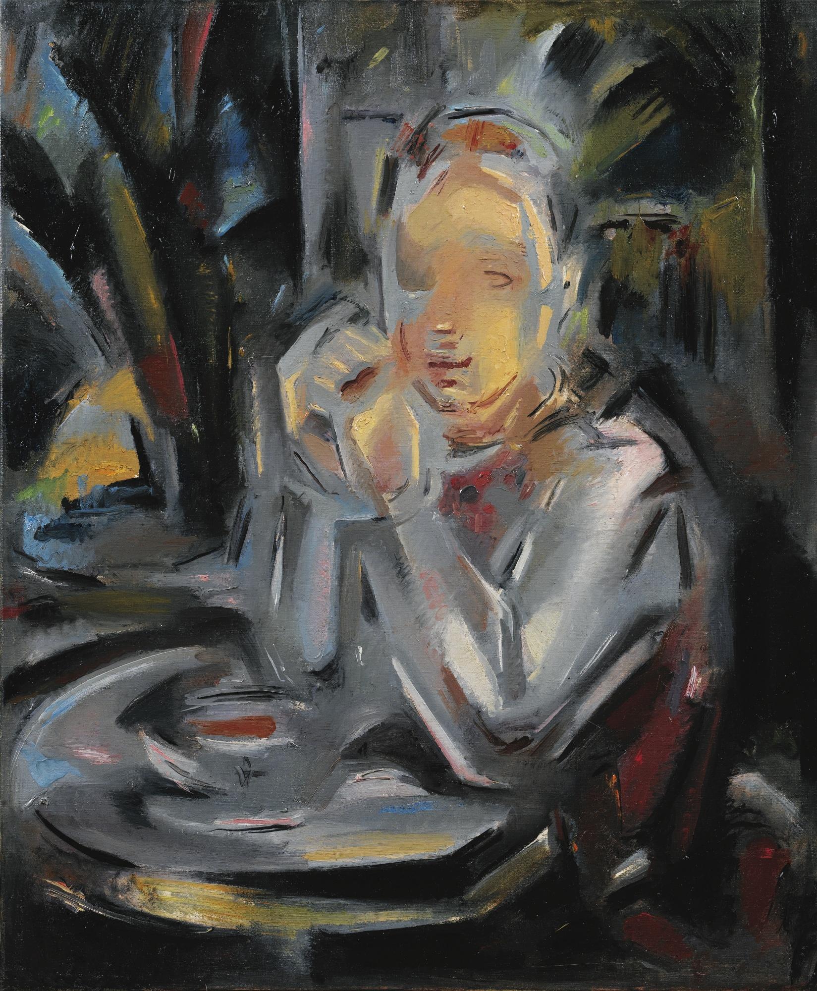María Blanchard - Jeune Assis À Table Face À Une Tasse