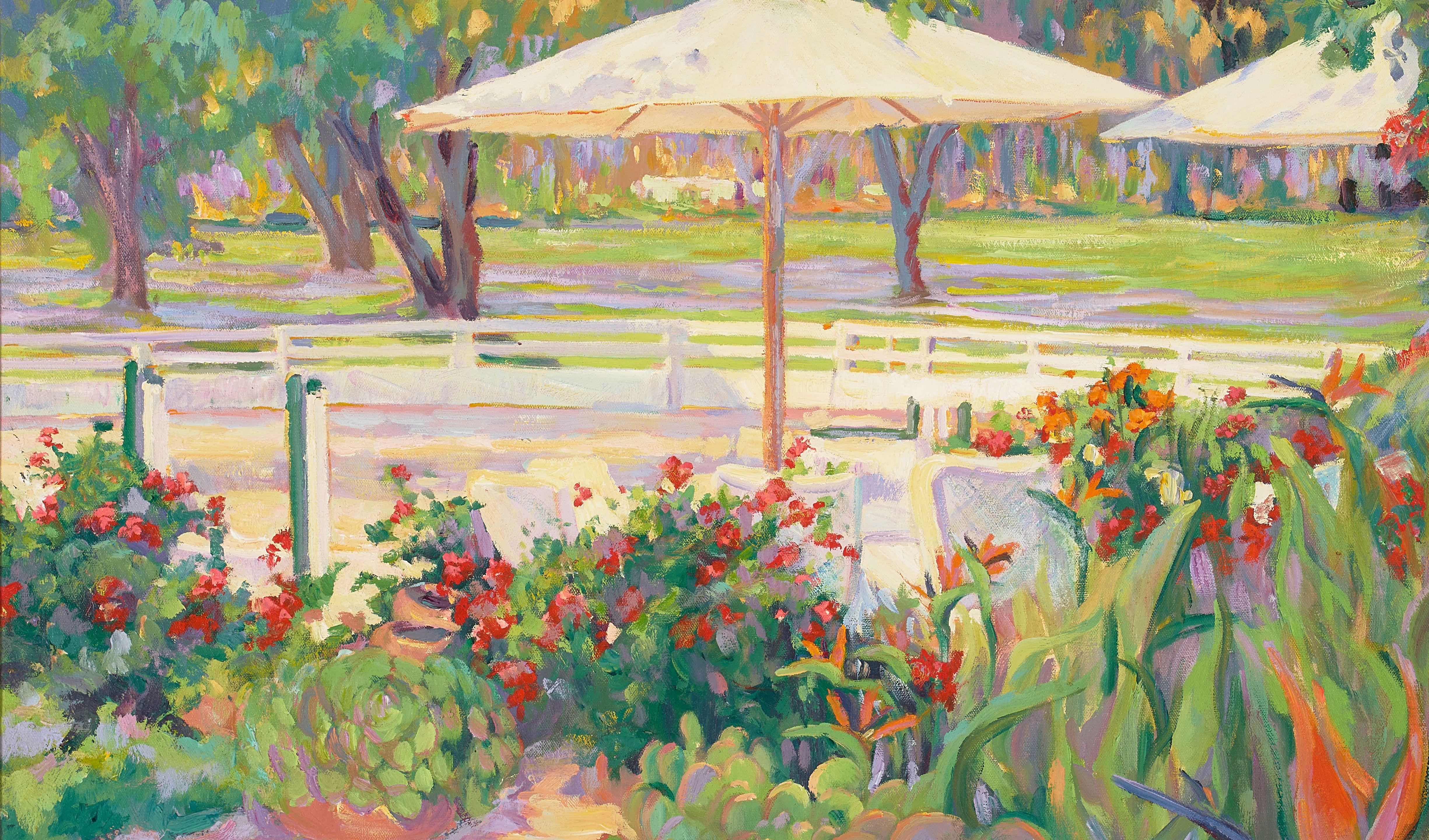 Maria Del Carmen Calvo - Garden Umbrella 18 x 30 in. framed 25 x 36 3/4 in.