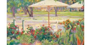 Maria Del Carmen Calvo - Garden Umbrella 18 x 30 in. framed 25 x 36 3/4 in.