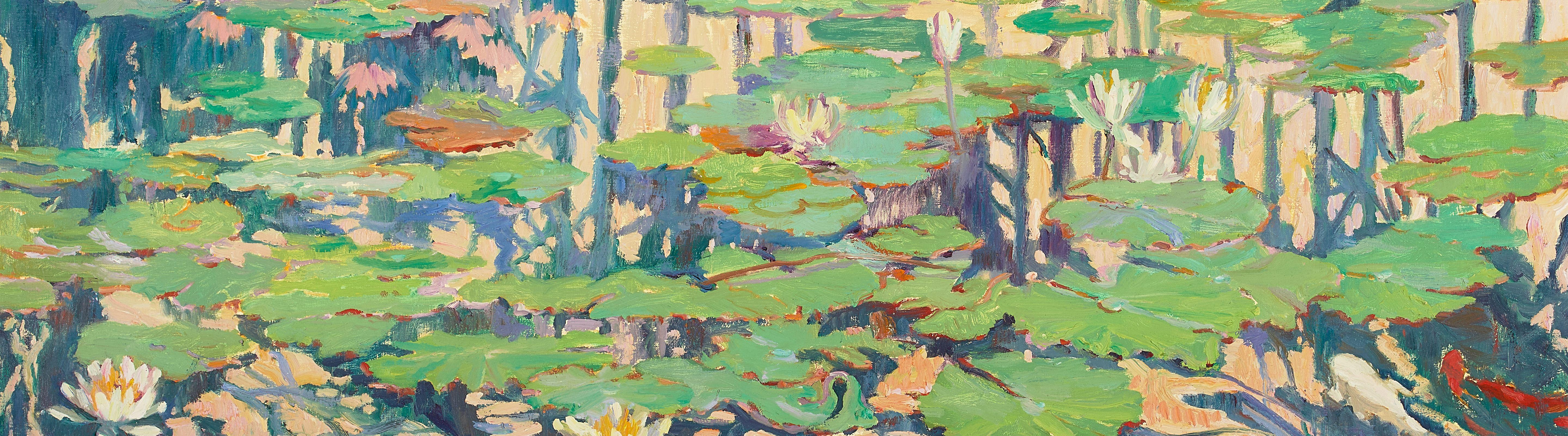 Maria Del Carmen Calvo - Lily Reflection 15 x 50 in. framed 19 x 54 in.