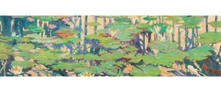 Maria Del Carmen Calvo - Lily Reflection 15 x 50 in. framed 19 x 54 in.