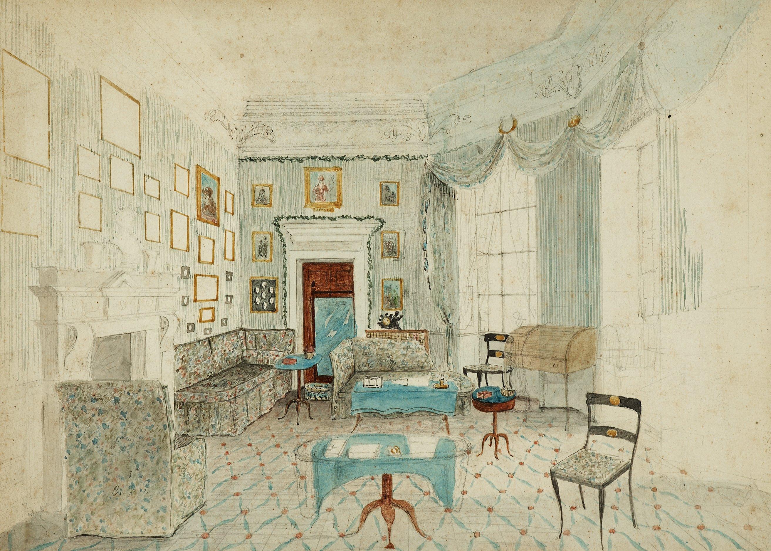Maria Elisabeth Augusta Cartwright - Drawing room at Aynhoe Park