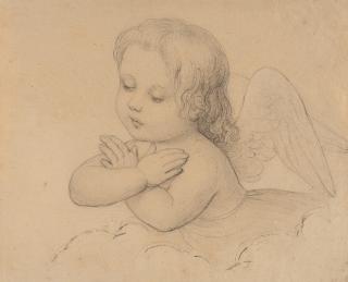 Maria Ellenrieder - Kleiner Engel, sich auf eine Wolke stützend