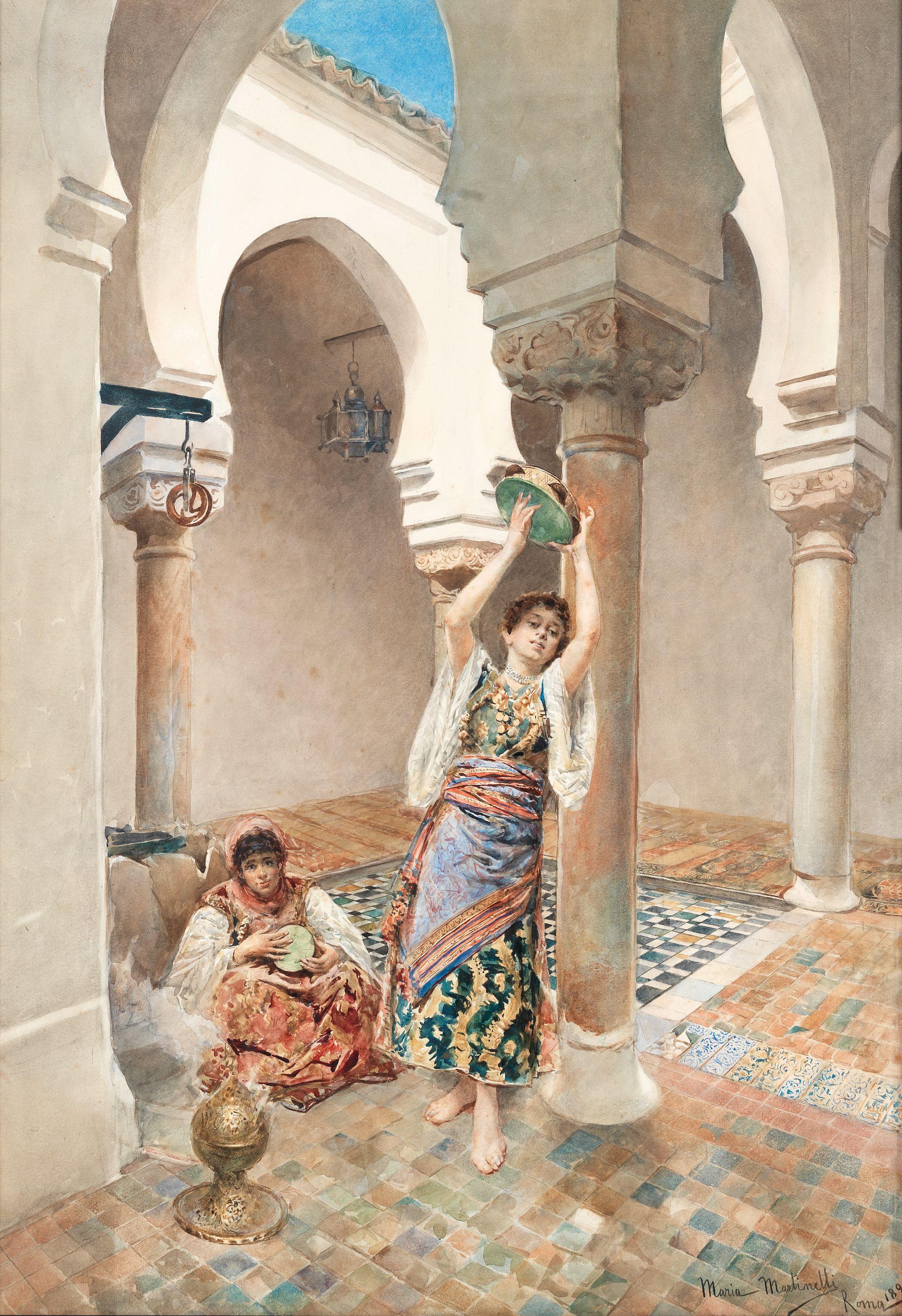 Maria Martinetti - Two female musicians in a courtyard