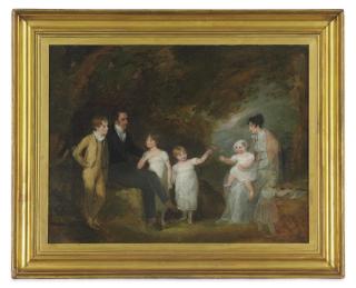 Maria Spilsbury Taylor - Group portrait possibly of the artist and her family in a landscape