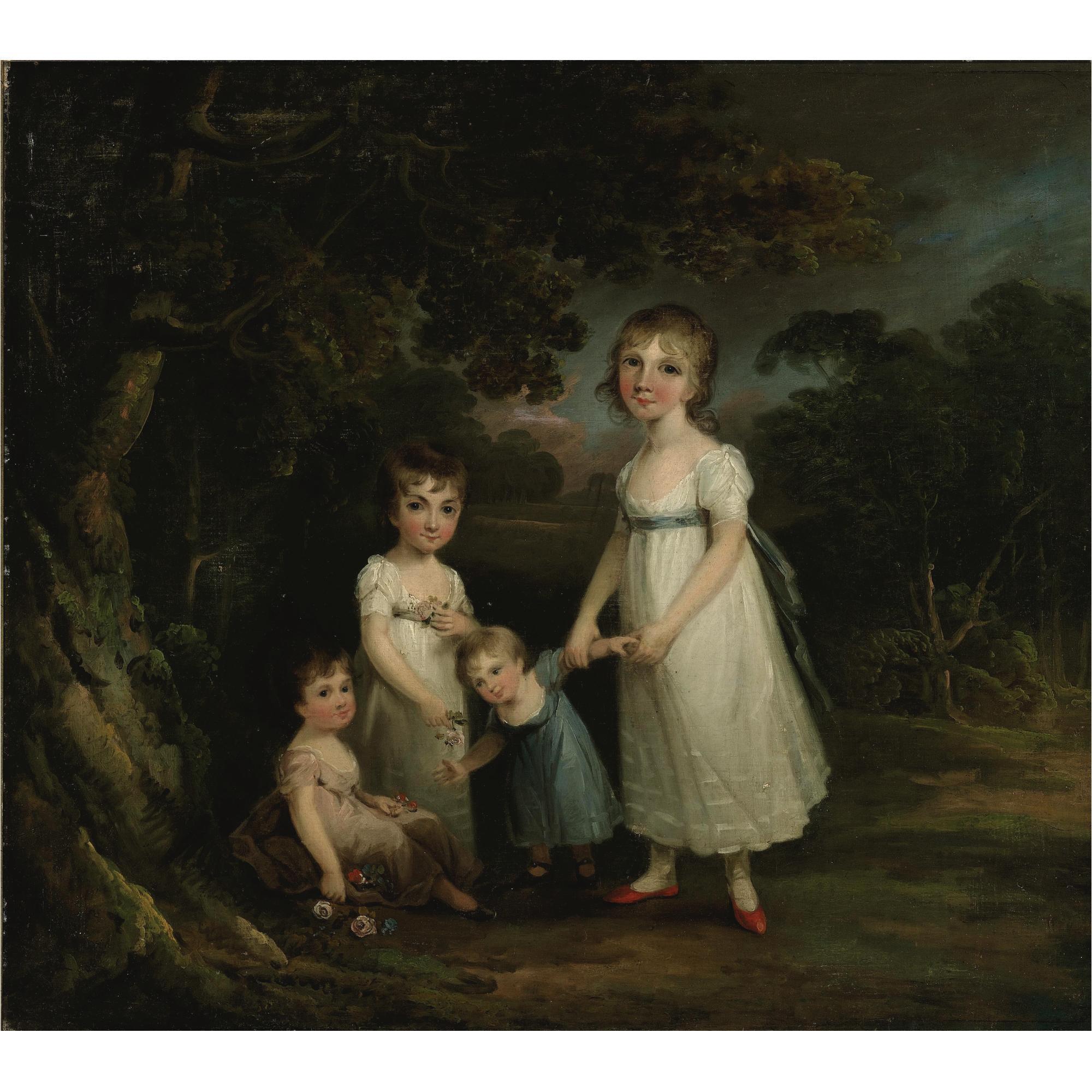 Maria Spilsbury - Portrait Of Four Children In A Landscape