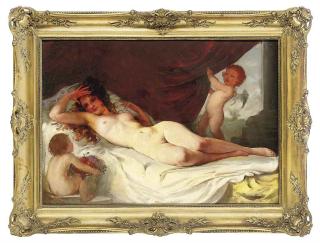 Maria Szantho - Venus reclining with cupid and putto