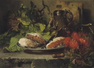 Maria Vos - A kitchen still life with honeycombs