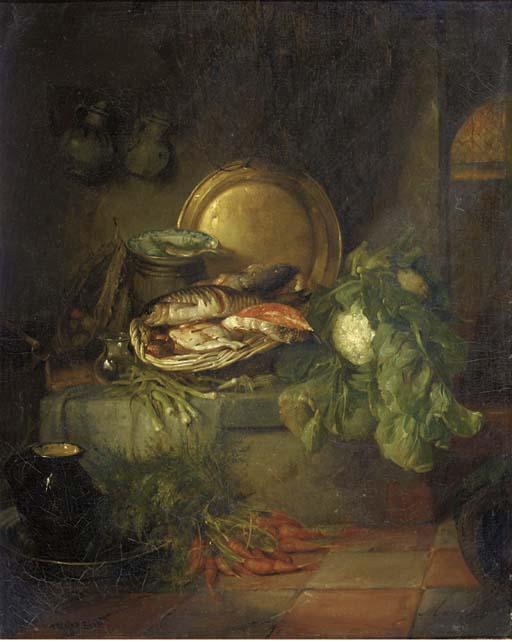 Maria Vos - Fish for dinner: a kitchen still life