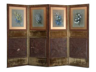 Marian Ellis Rowan - Decorated Screen with Wildflowers, c.1880